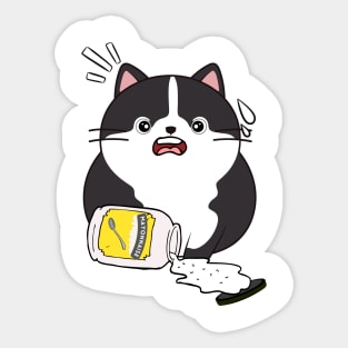 Funny Fat cat spilled mayonnaise Sticker